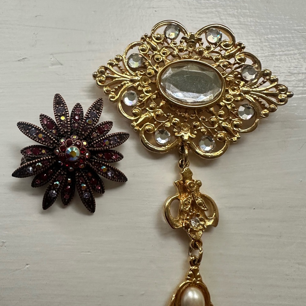 Joan Rivers brooch and unmarked gold brooch